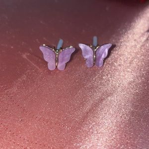 Purple butterfly earrings